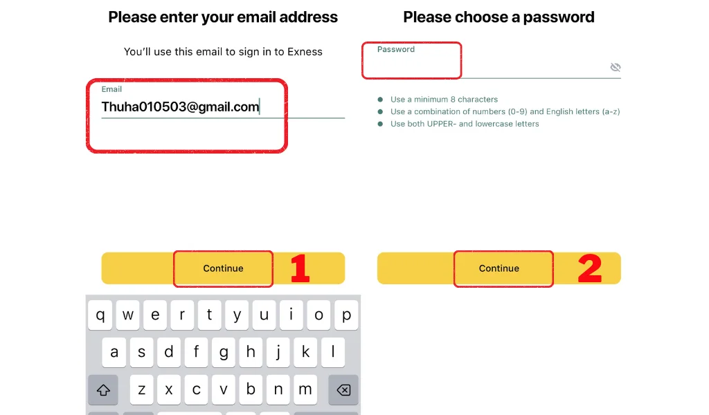 Fill in the information when creating a Copy Trade Exness accountコピートレードExnessアカウントを作成する際に情報を入力してください