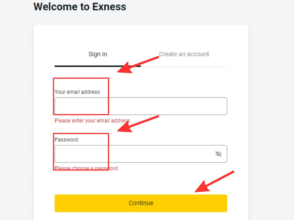 Log in to ExnessExnessにログイン