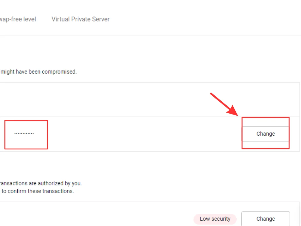 Use the new password and click Change新しいパスワードを入力して「変更」をクリックします