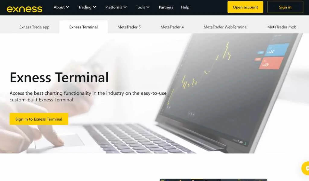 Log in to Exness terminalExnessターミナルにログイン