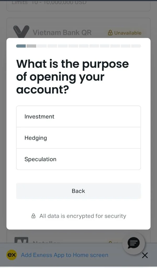 Purpose of Account Opening口座開設の目的