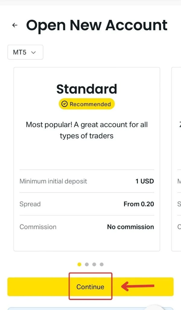 Open a Standard Account with ExnessExnessでスタンダードアカウントを開設する