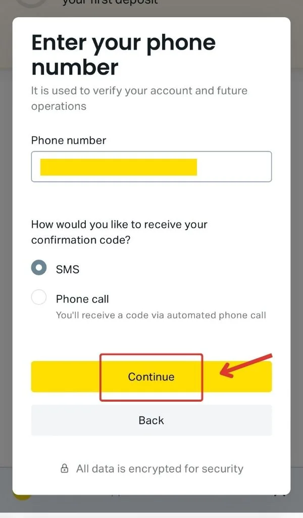 Enter your phone number電話番号を入力してください