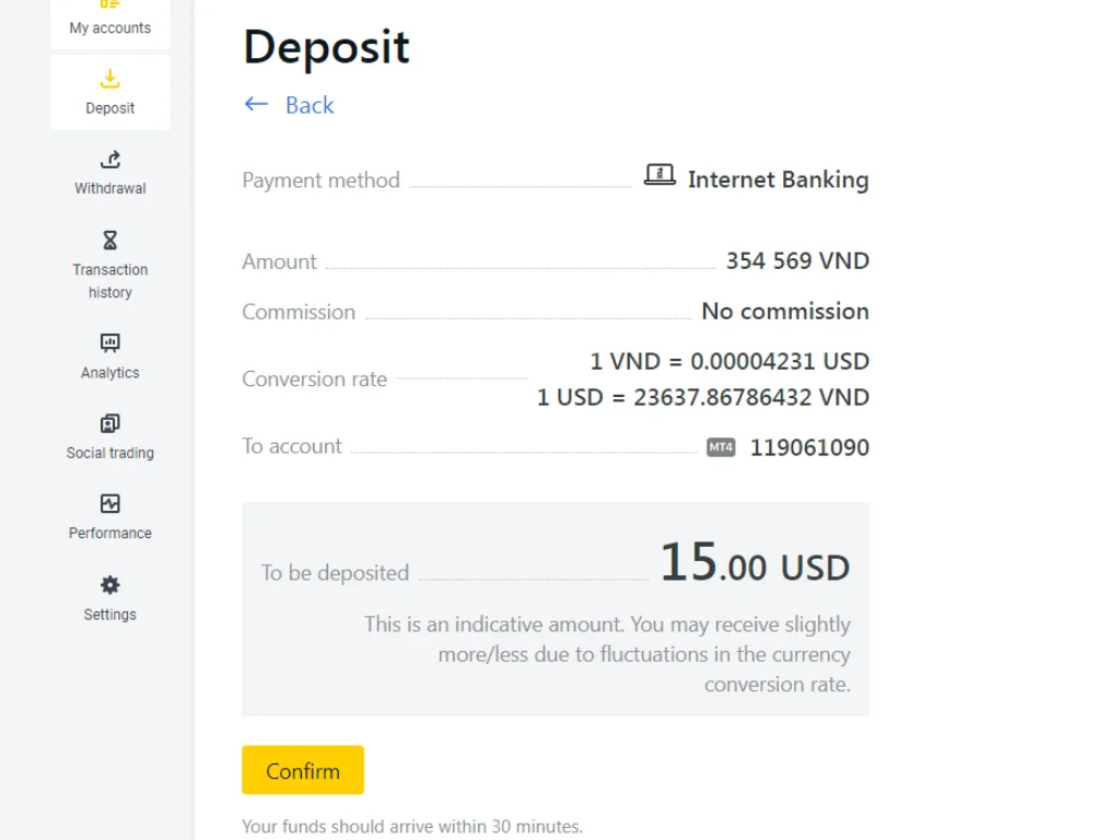 After entering the amount, the website will redirect to the aforementioned information金額を入力すると、ウェブサイトは前述の情報にリダイレクトされます。