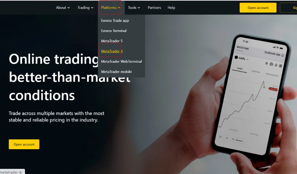 Choose MT4 Trading PlatformMT4取引プラットフォームを選択