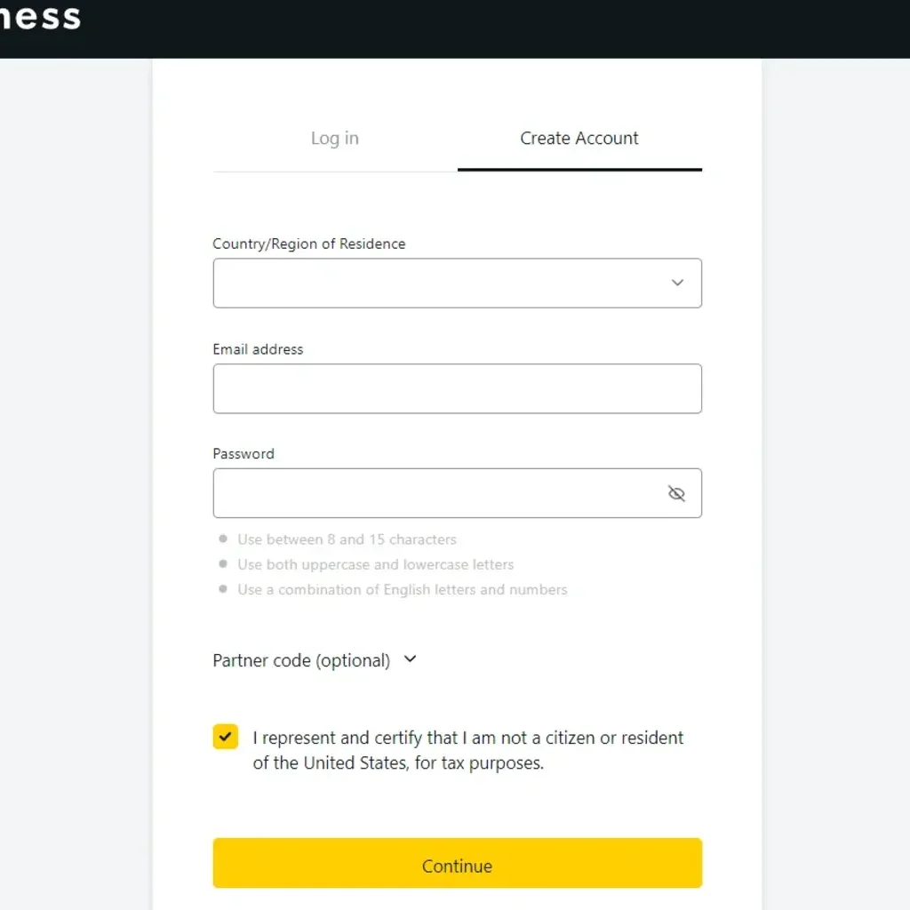 Fill in account registration informationアカウント登録情報を入力してください