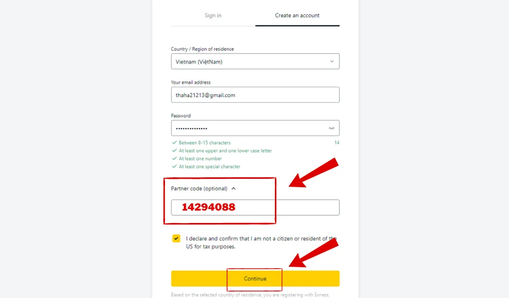 Fill in the required information for the Exness floorExnessフロアに必要な情報を入力してください