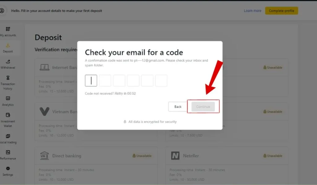 Email Verification for ExnessExnessのメール認証