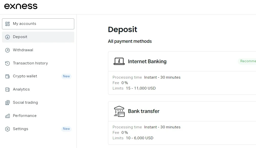 Deposit is an important step to help you play Exness.入金は、Exness をプレイする上で重要なステップです。