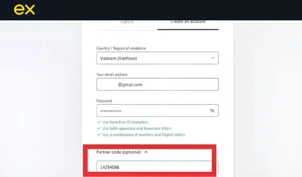Register an accountアカウントを登録する