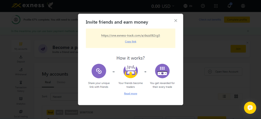 Get your personal link and referral code個人リンクと紹介コードを取得する