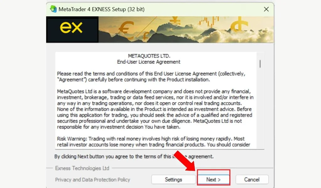 Activate Exness MetaTrader 4 DownloadExness MetaTrader 4のダウンロードを有効にする