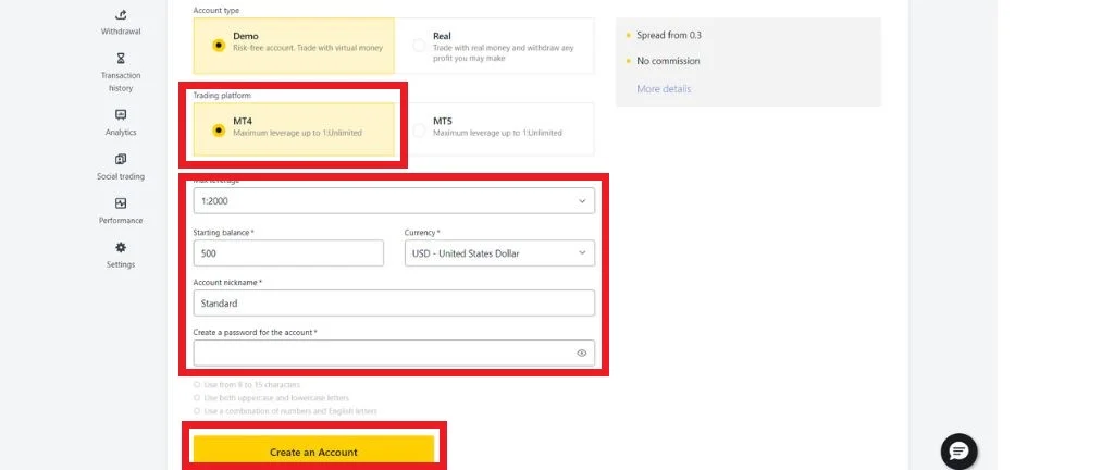 Instructions for Opening an Exness MT4 AccountExness MT4アカウント開設手順