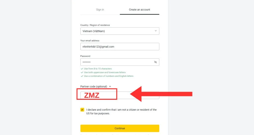 Register an account at Exness.comExness.comでアカウントを登録する