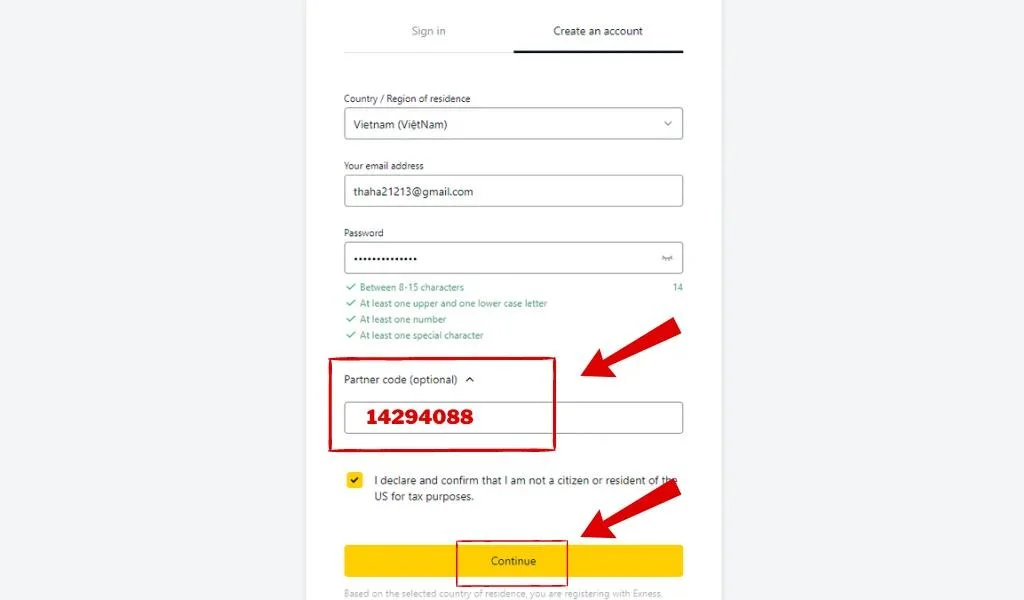 Continue to open a new account to join Exness BackcomExness Backcomに参加するには、引き続き新しいアカウントを開設してください。