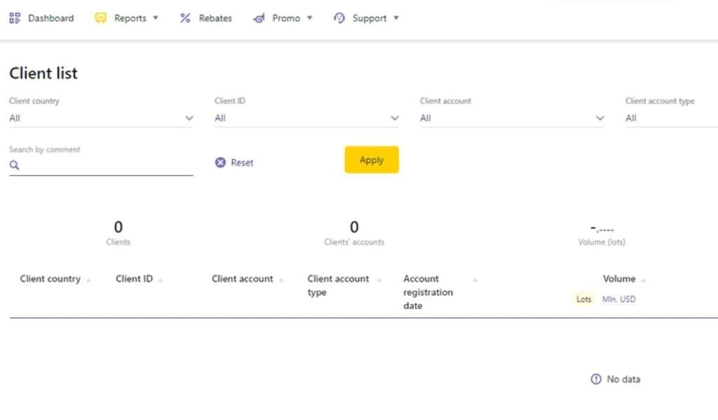Exness referral program interfaceExness紹介プログラムインターフェース