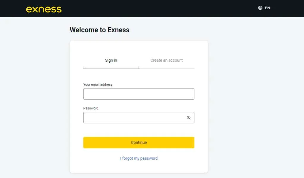 Log in to your Exness account.Exness アカウントにログインします。