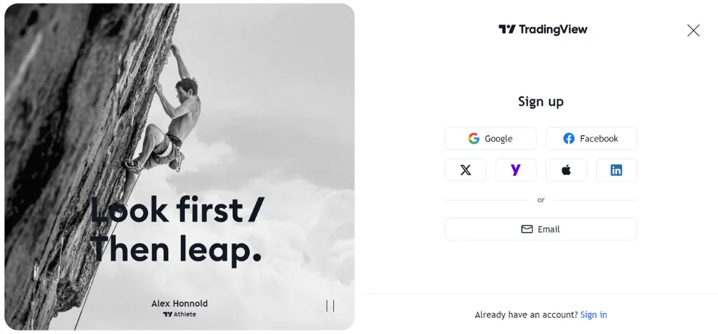 Log in to your Exness TradingView accountExness TradingViewアカウントにログイン