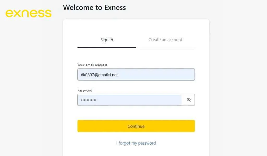 Log in to your Exness account.Exness アカウントにログインします。