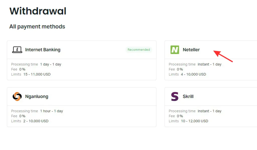 Withdraw via Neteller ExnessNeteller Exness経由で出金