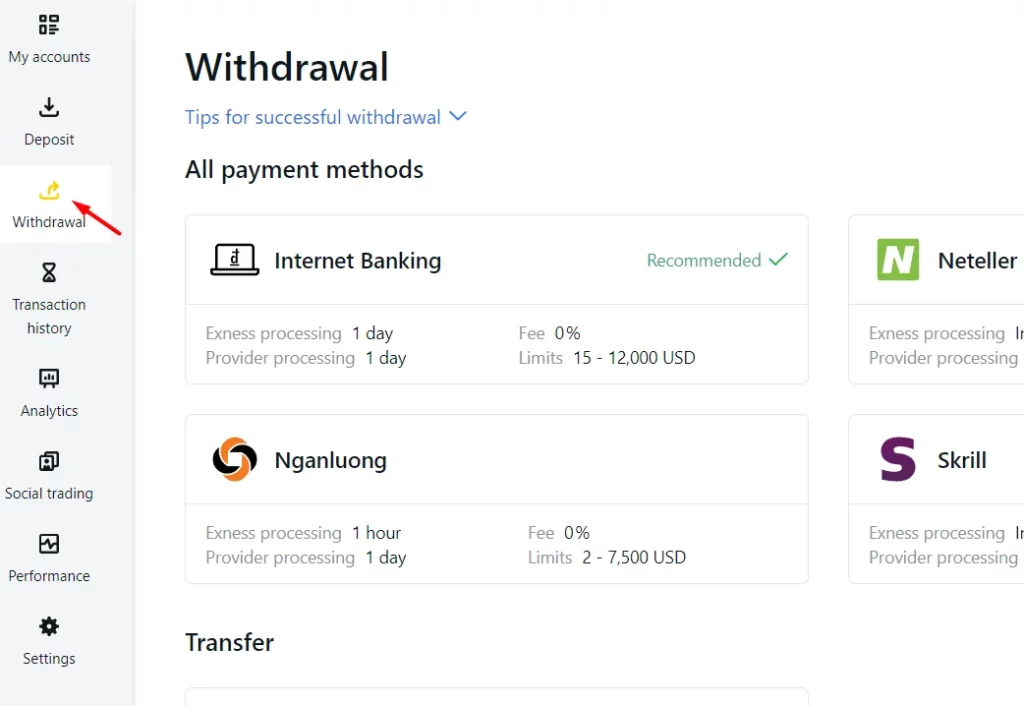 Instructions for withdrawing funds from Exness are super simpleExnessから資金を引き出す手順は非常に簡単です