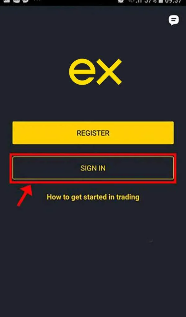 Select Login to ExnessExnessにログインを選択