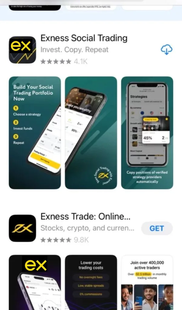 Download the Exness app to your mobile phoneExnessアプリを携帯電話にダウンロードする