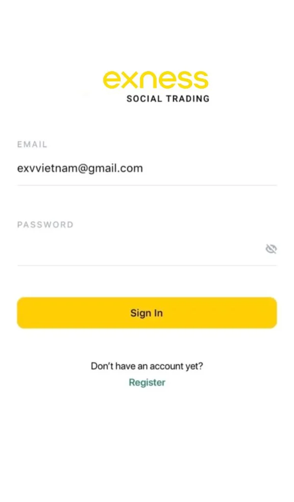 Log in to Exness AppExnessアプリにログイン