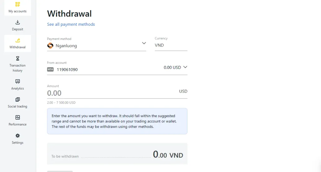 Withdraw via e-wallet電子ウォレットで出金